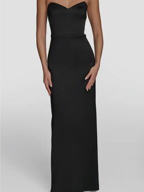 Donna Karan Black Strapless Sweetheart Maxi Dress